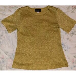 Vintage Gold Shiny Sheer Top Women's Small 1980s